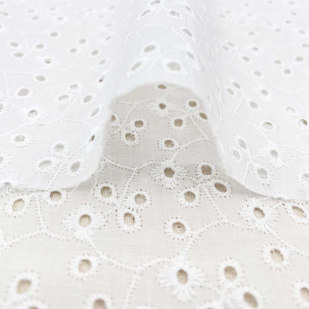 60ローン プラント フラワー刺繍 レース コットンローン生地