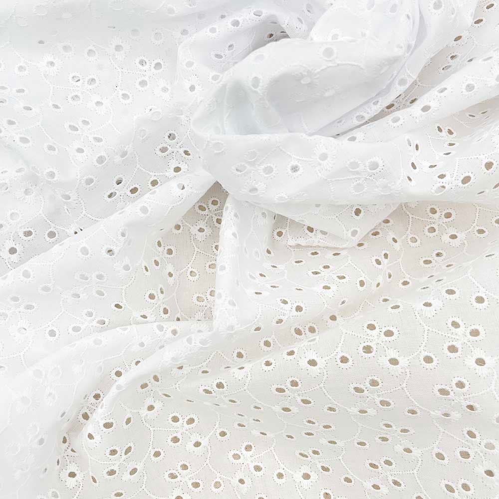 60ローン プラント フラワー刺繍 レース コットンローン生地