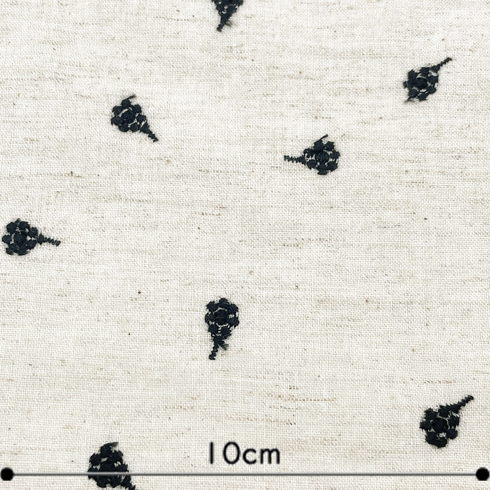 木の実刺しゅう コットンリネンシーチング生地 (ナチュラル)|綿麻 刺繍