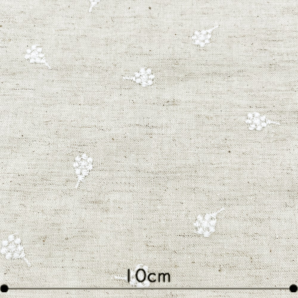 木の実刺しゅう コットンリネンシーチング生地 (ナチュラル)|綿麻 刺繍