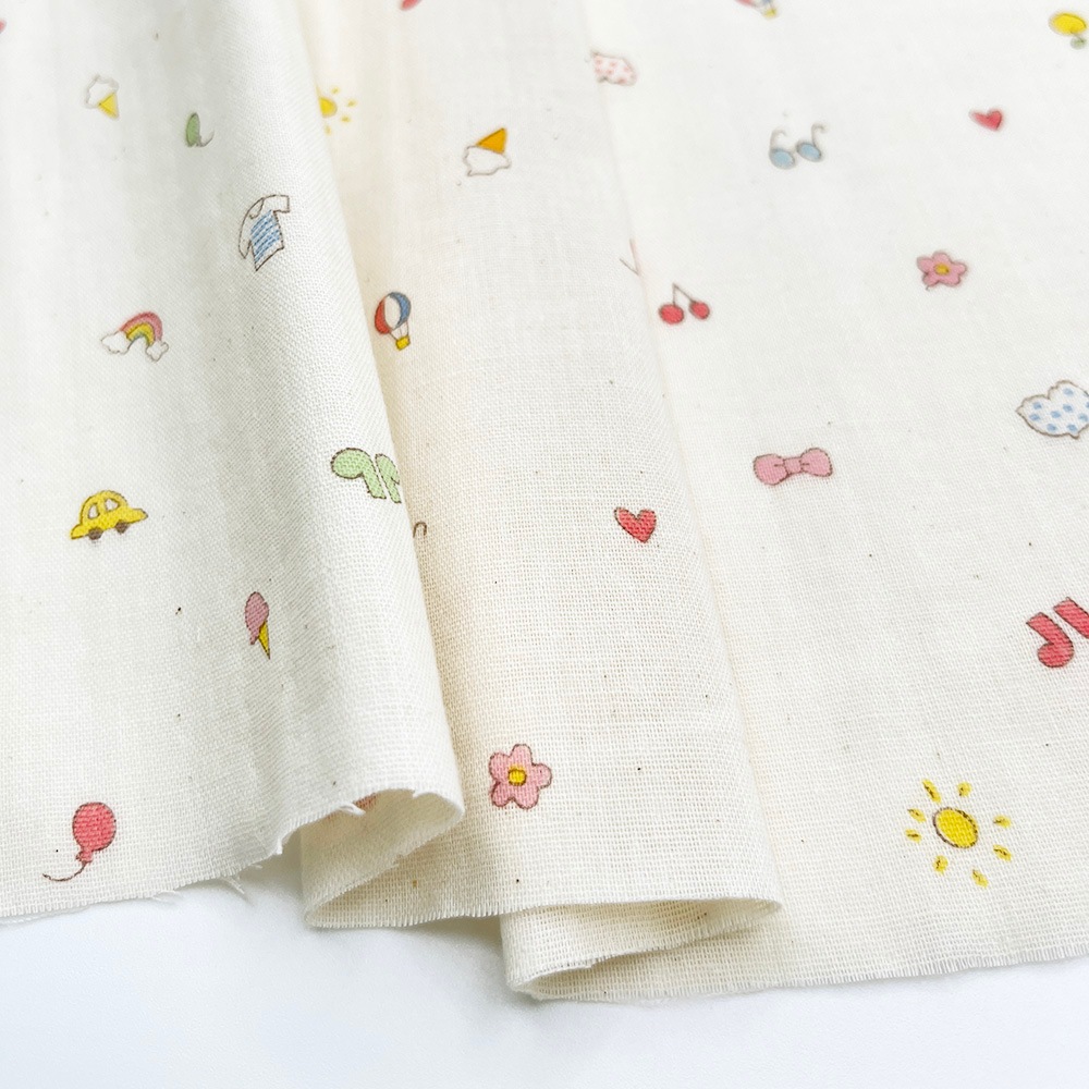 【nu-nos original good fabric】play Land｜ダブルガーゼ  コットン (ナチュラル)