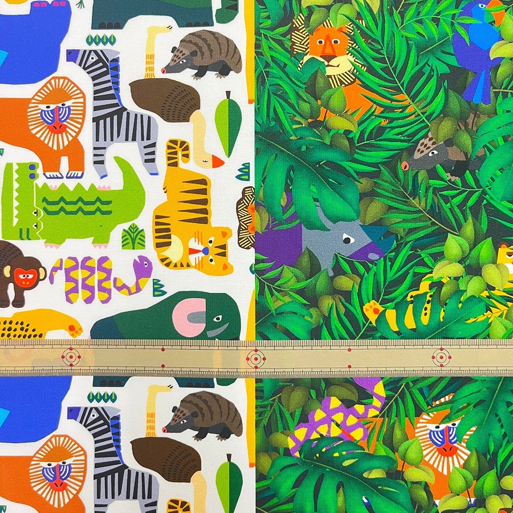 【Riconic】「ゆかいな動物たちのかくれんぼ」 デジタルプリント｜シーチング