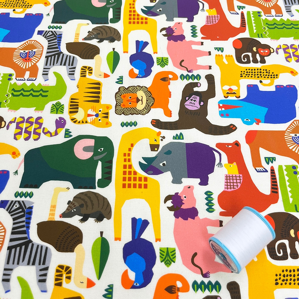 【Riconic】「ゆかいな動物たちのかくれんぼ」 デジタルプリント｜シーチング