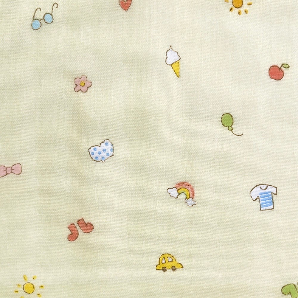 【nu-nos original good fabric】play Land｜ダブルガーゼ  コットン (クリームイエロー)