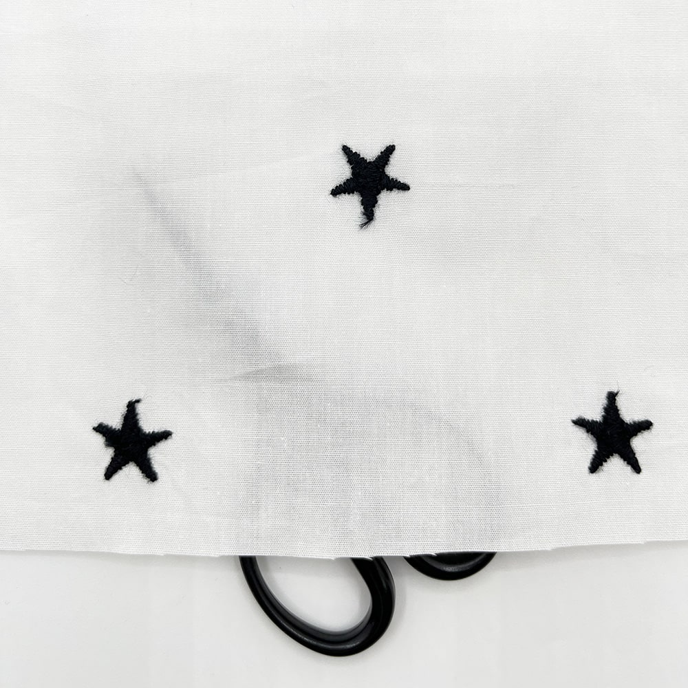 mokomokoSTAR 刺しゅう コットンブロード生地｜スター 星 刺繍
