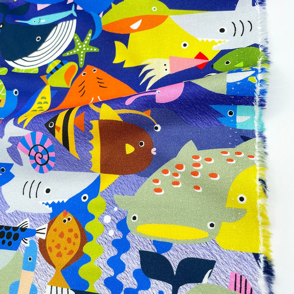 【Riconic】「おしゃれな魚図鑑」 デジタルプリント｜シーチング