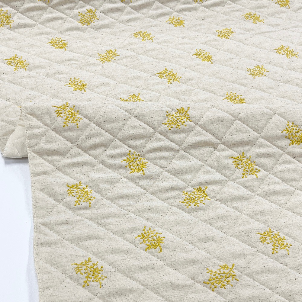 ミモザ刺しゅう｜コットンリネン キルティング