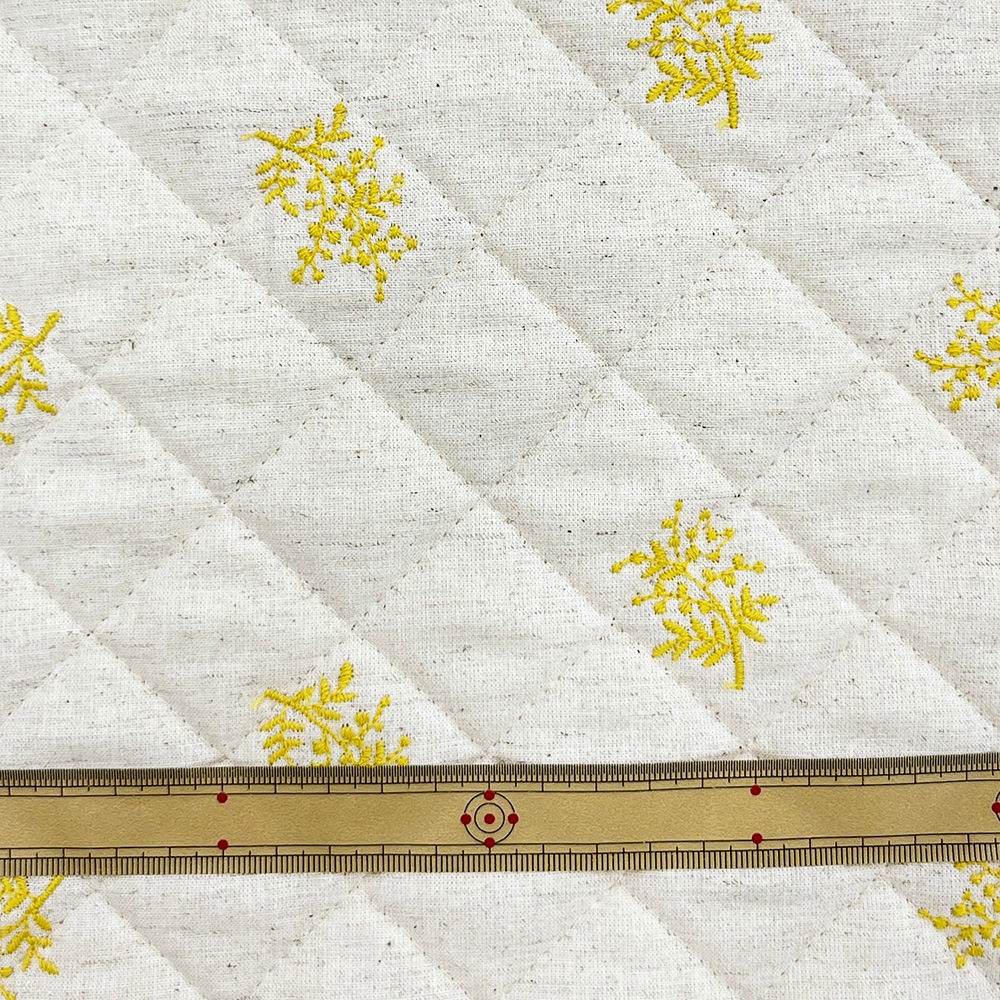 ミモザ刺しゅう｜コットンリネン キルティング