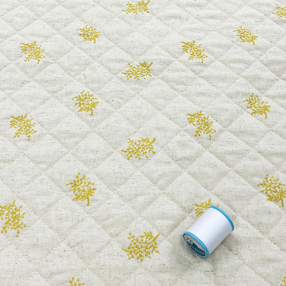 ミモザ刺しゅう｜コットンリネン キルティング