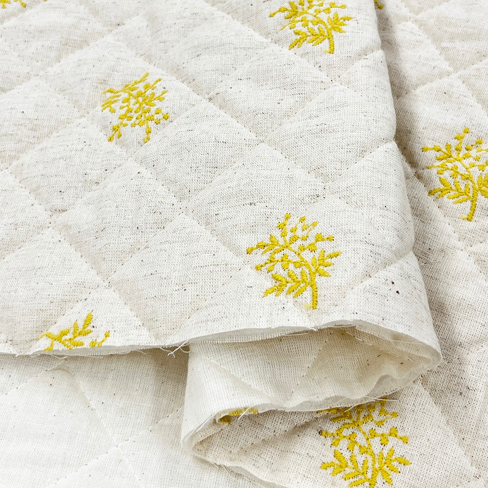 ミモザ刺しゅう｜コットンリネン キルティング