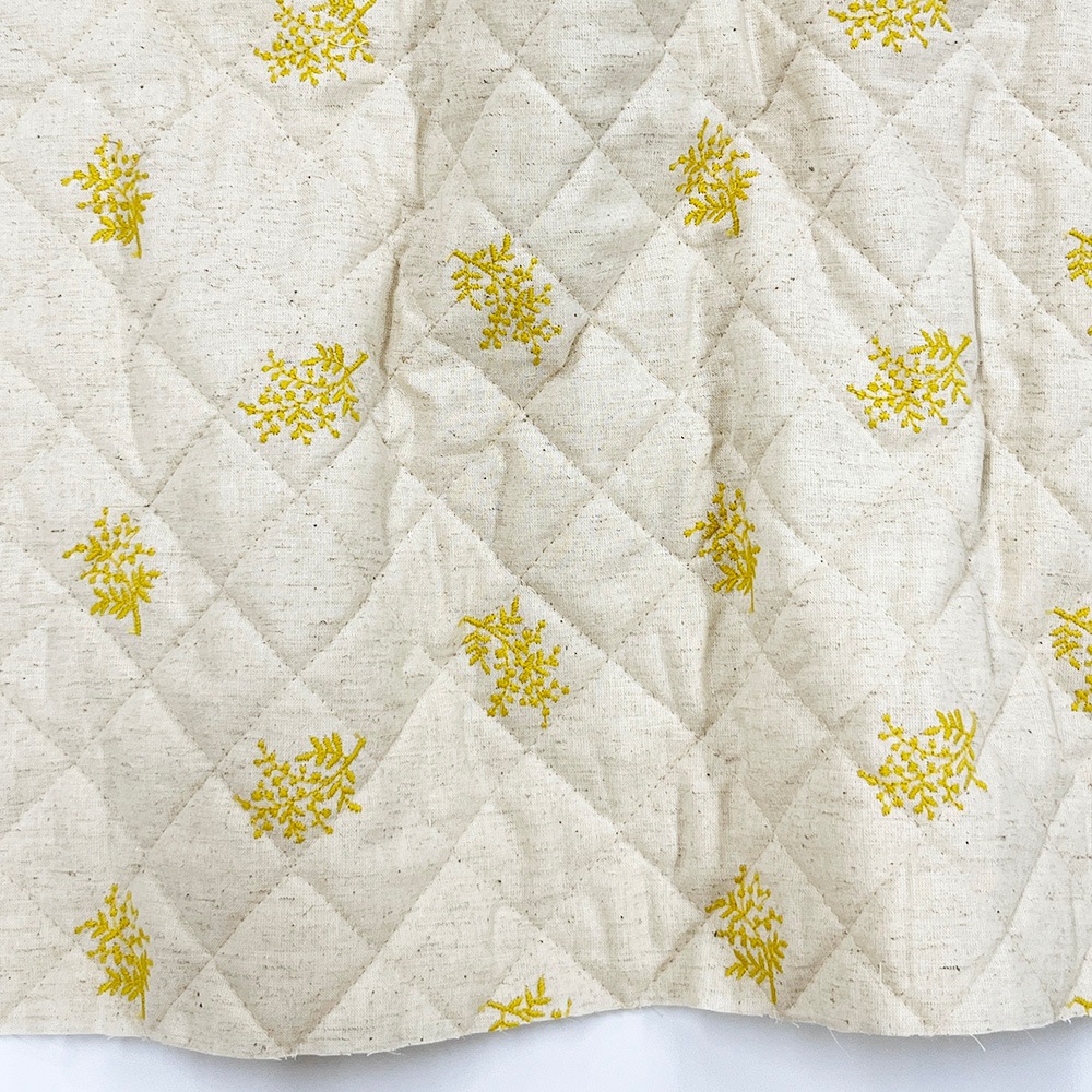 ミモザ刺しゅう｜コットンリネン キルティング