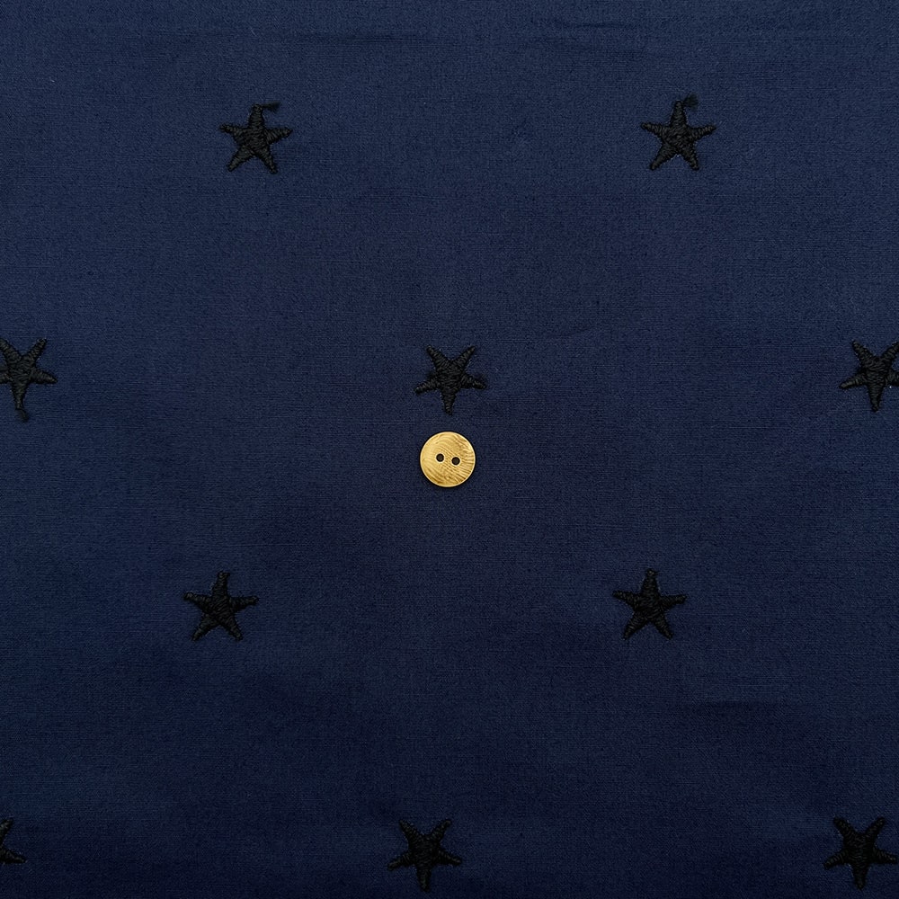 mokomokoSTAR 刺しゅう コットンブロード生地｜スター 星 刺繍