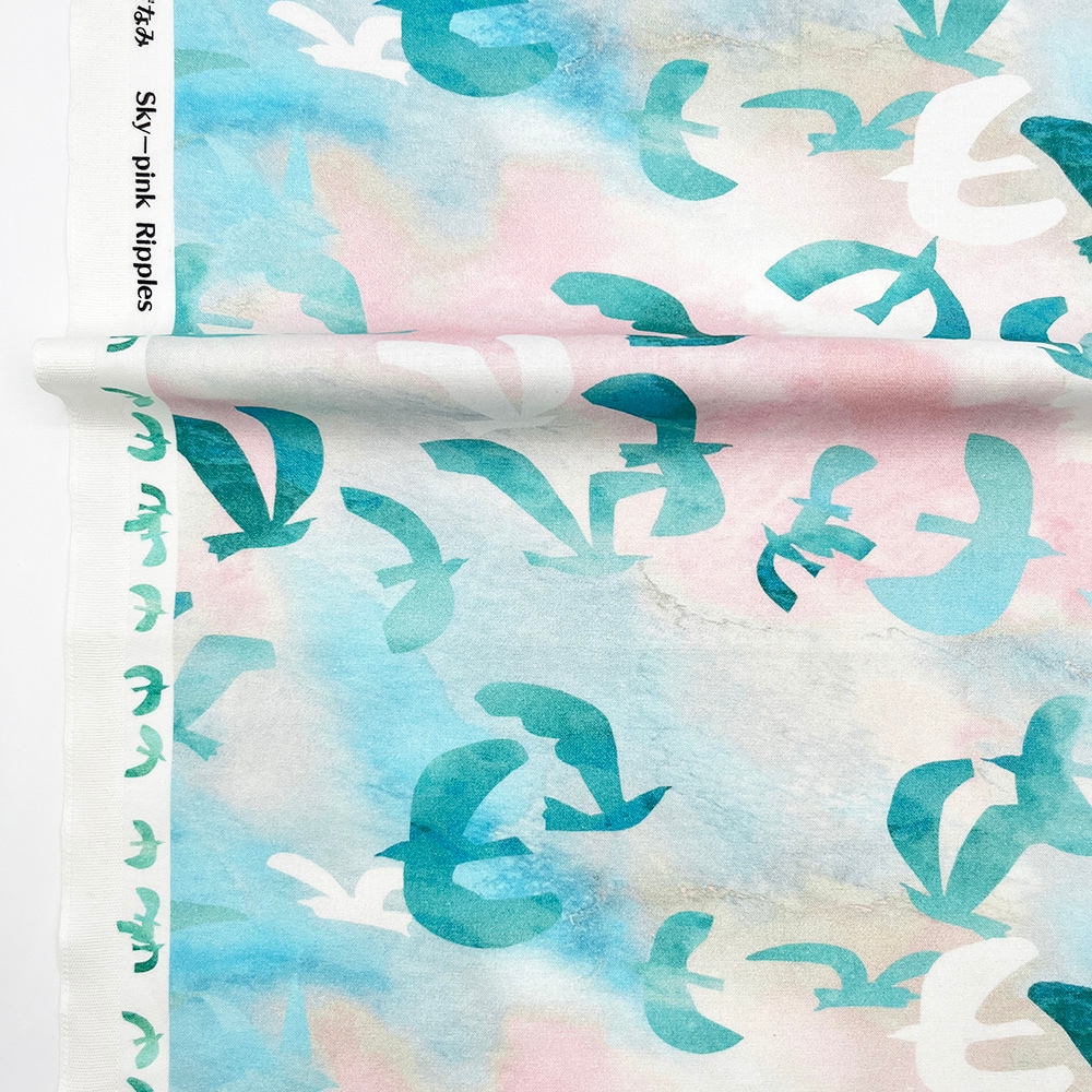 【Riconic】「‐Bird‐スカイピンクのさざなみ」 デジタルプリント|シーチング