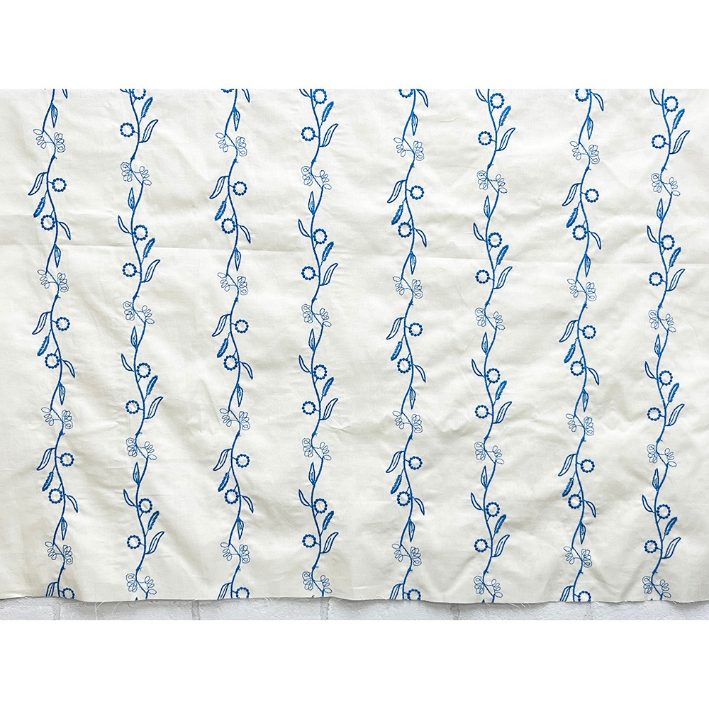 【Hitosaji】 蔓草(TSURUKUSA) 刺しゅう |シーチング(アイボリー×ブルー刺繍)