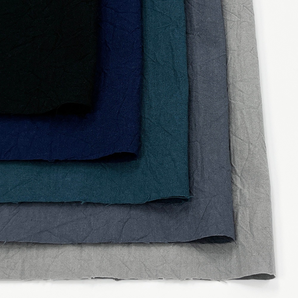 ハンドワッシャーシーチング｜無地 シワ加工 コットン