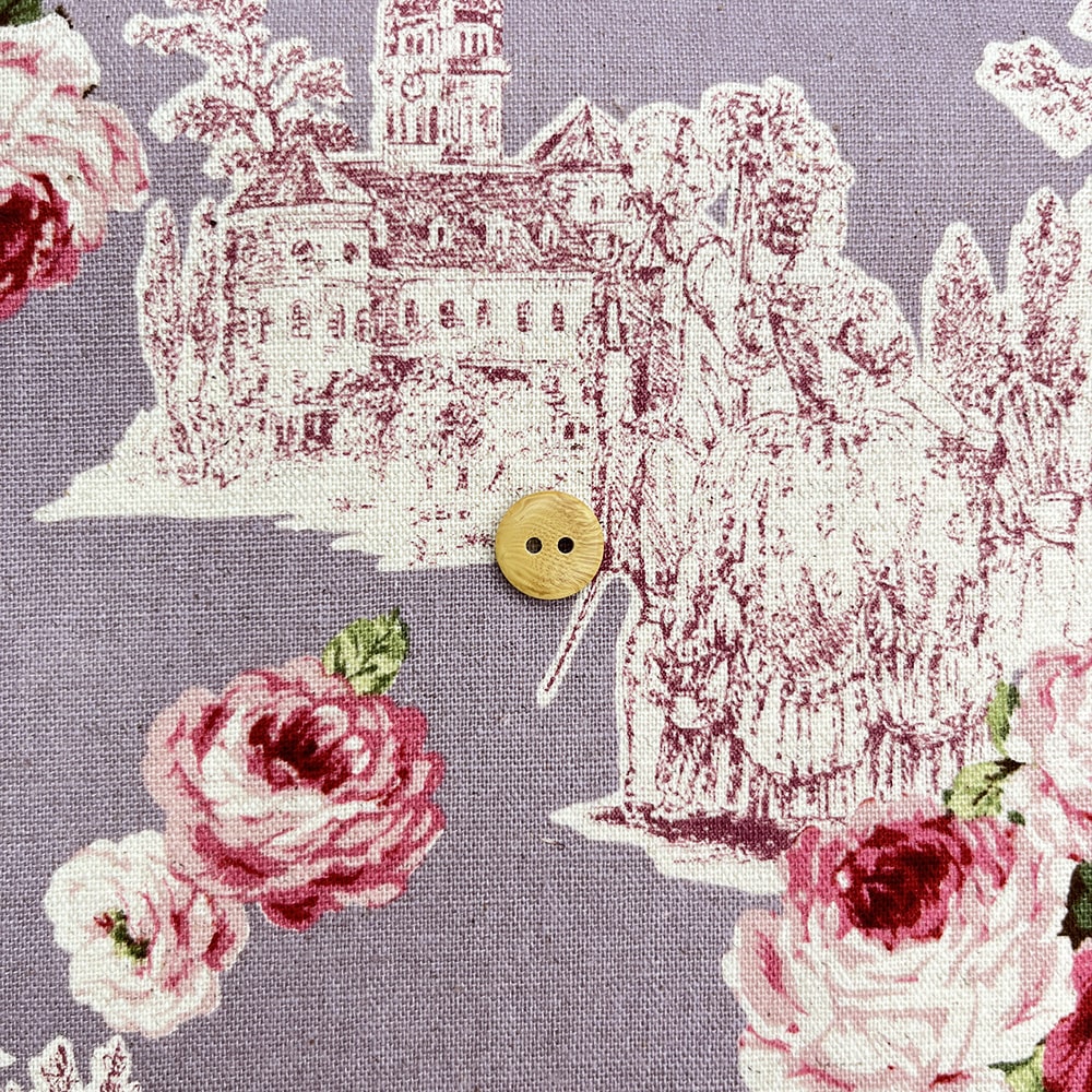 【sale】コットンリネンキャンバス｜トワルローズ プリント｜綿麻 花柄　（ラベンダー)