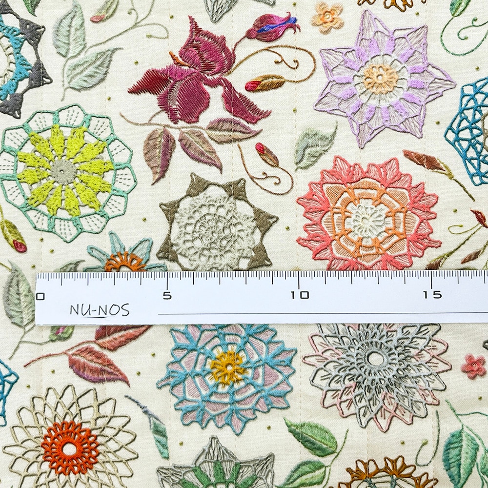 【Riconic】「レースフラワーにきゅんとして」 デジタルプリント｜キルティング　ストライプ