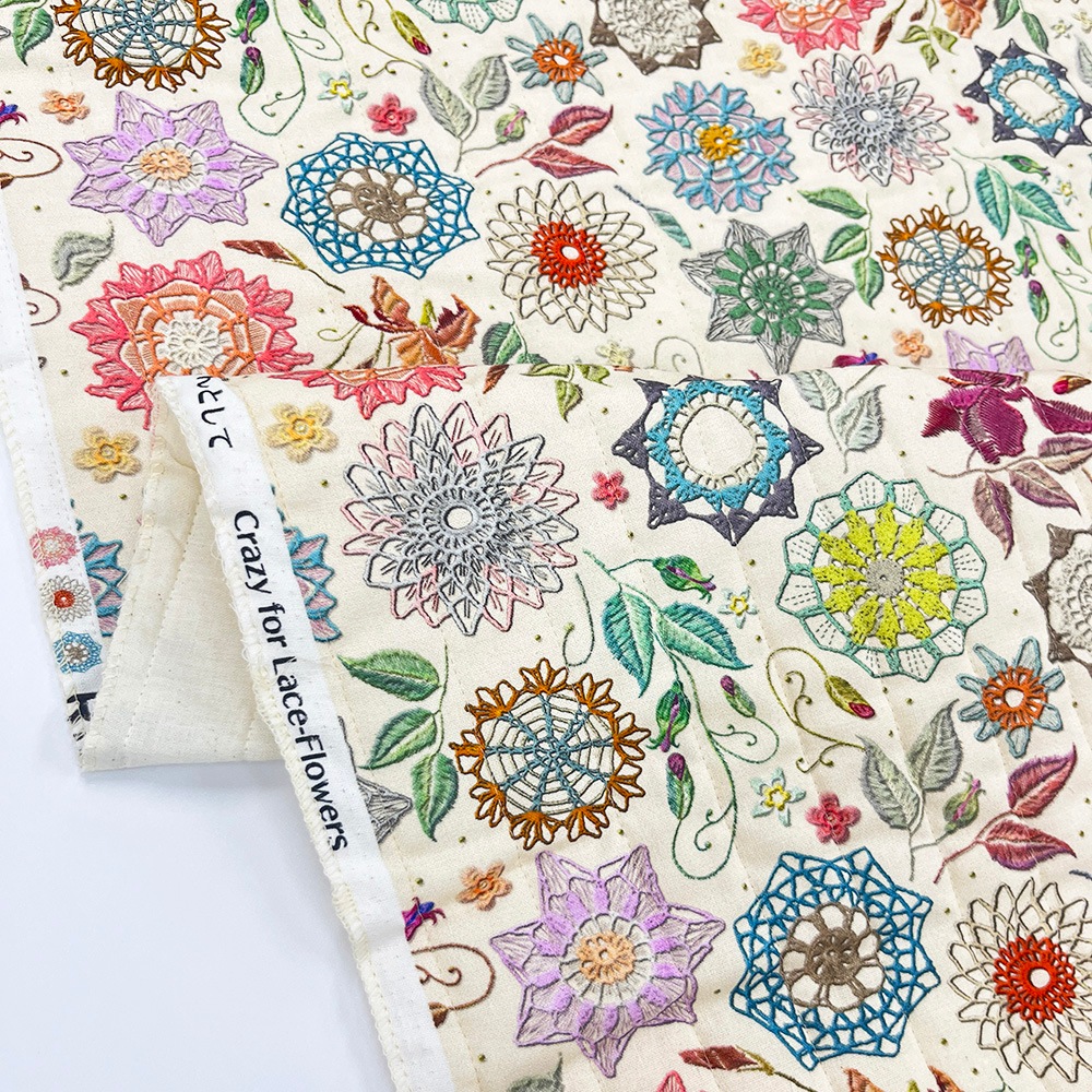 【Riconic】「レースフラワーにきゅんとして」 デジタルプリント｜キルティング　ストライプ