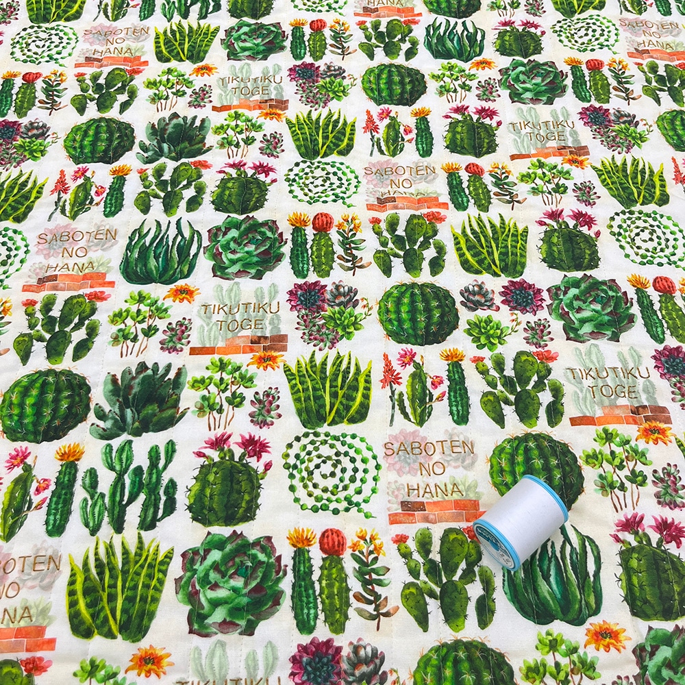 【Riconic】「サボテンズ」 デジタルプリント｜キルティング　ストライプ