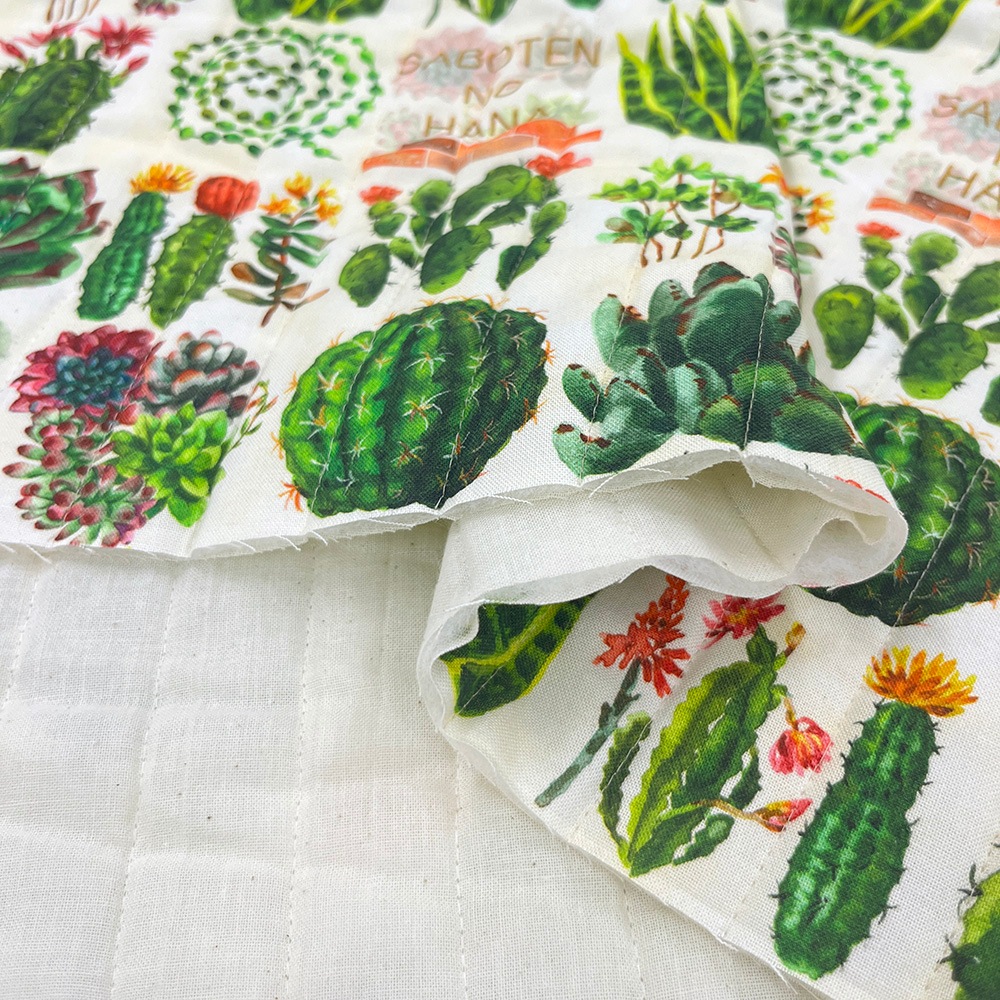 【Riconic】「サボテンズ」 デジタルプリント｜キルティング　ストライプ