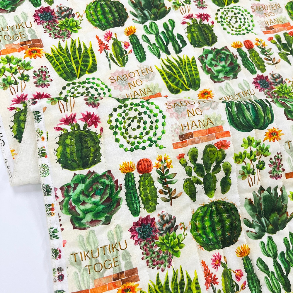 【Riconic】「サボテンズ」 デジタルプリント｜キルティング　ストライプ