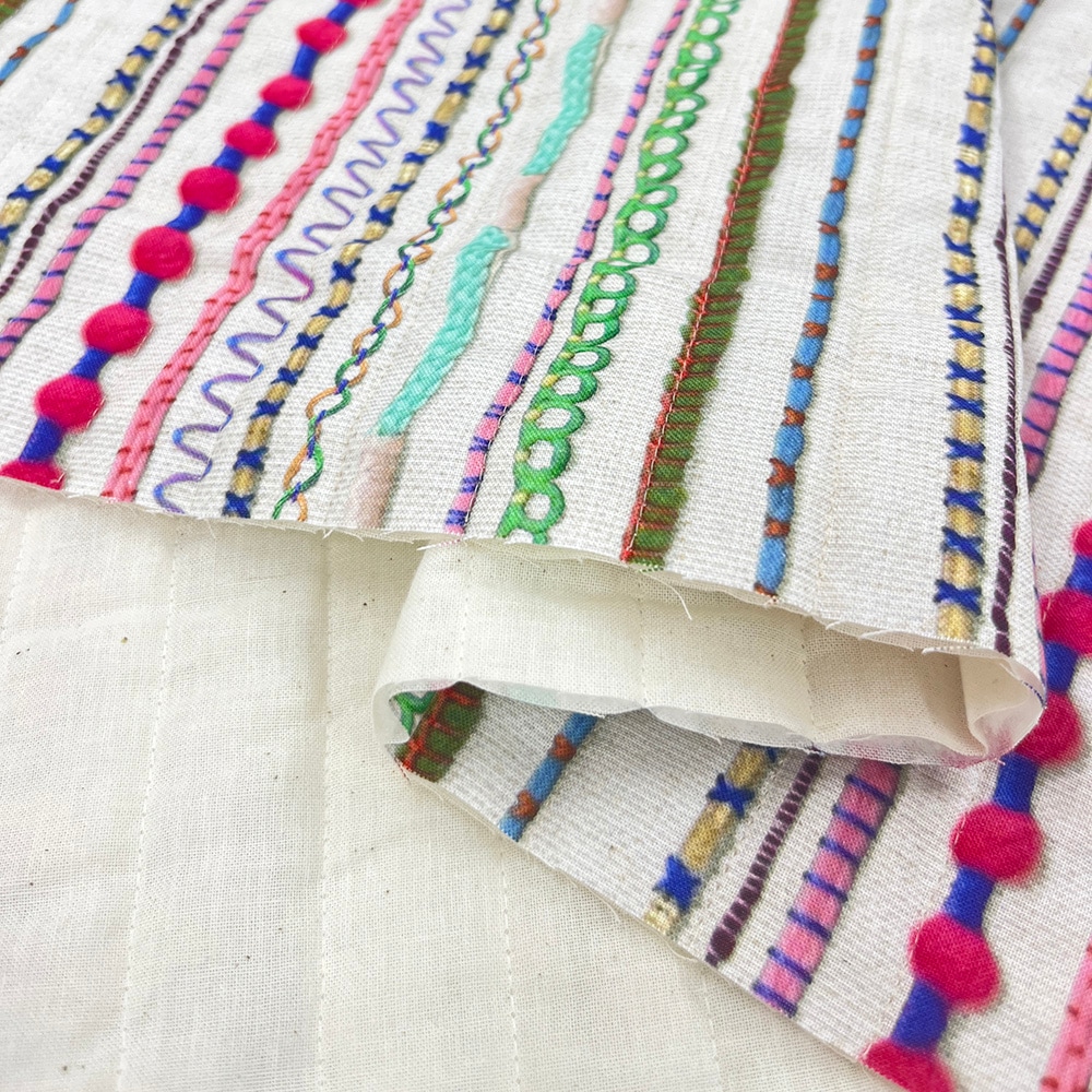 【Riconic】「まっすぐ」 デジタルプリント|キルティング ストライプ