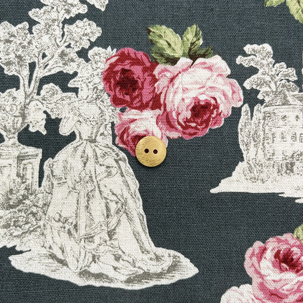 【sale】コットンリネンキャンバス｜トワルローズ プリント｜綿麻 花柄　（グーズグレイ)