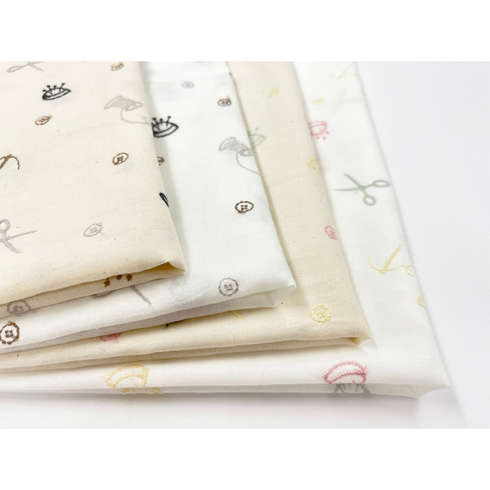 ソーイングマテリアル刺しゅう　ペールカラー｜キャンブリック生地　刺繍