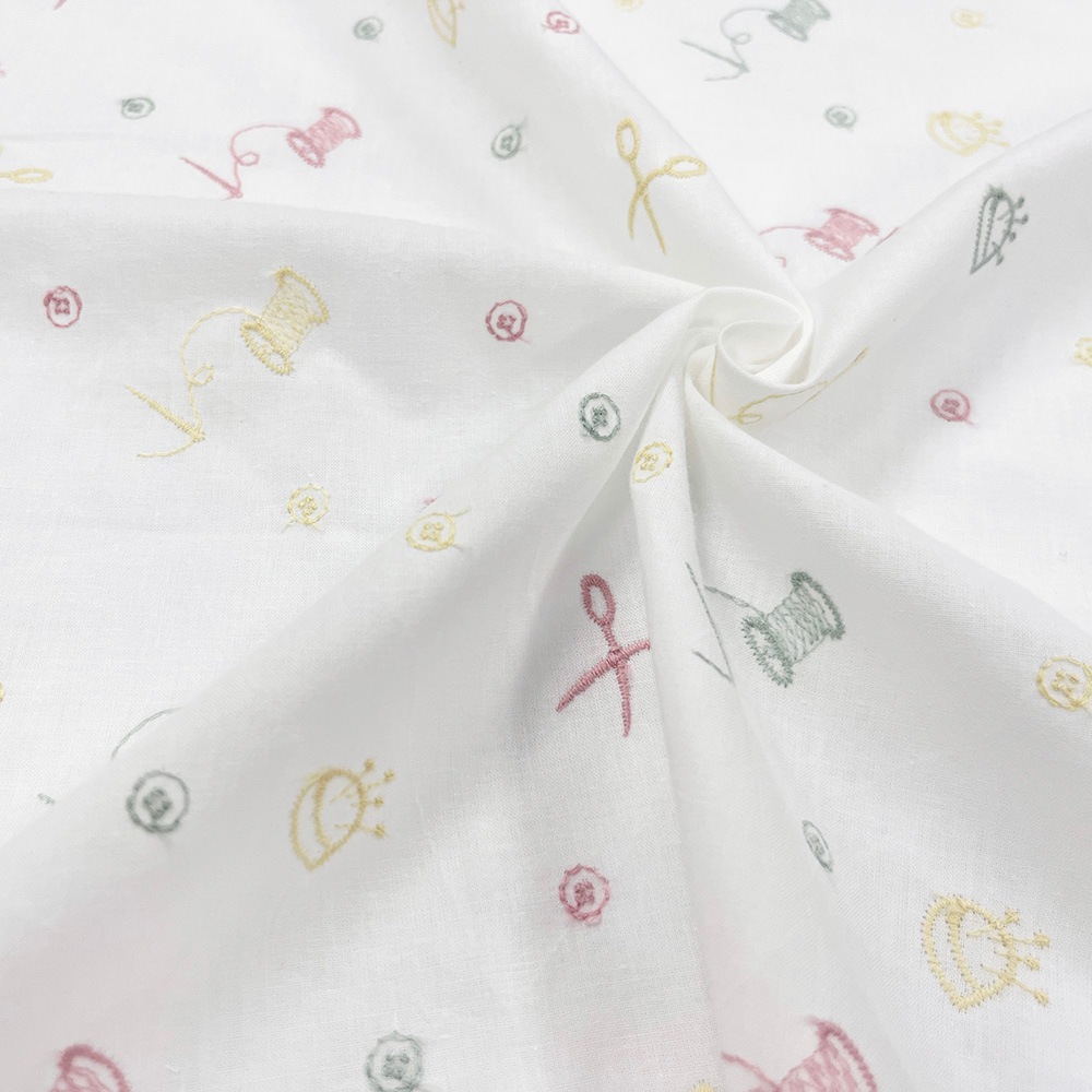 ソーイングマテリアル刺しゅう　ペールカラー｜キャンブリック生地　刺繍