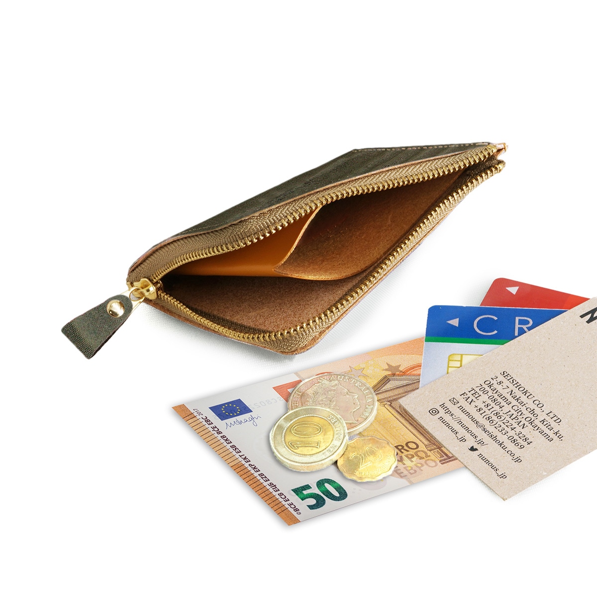 L字型コンパクトウォレット（カラー：オリーブ） | Fashion