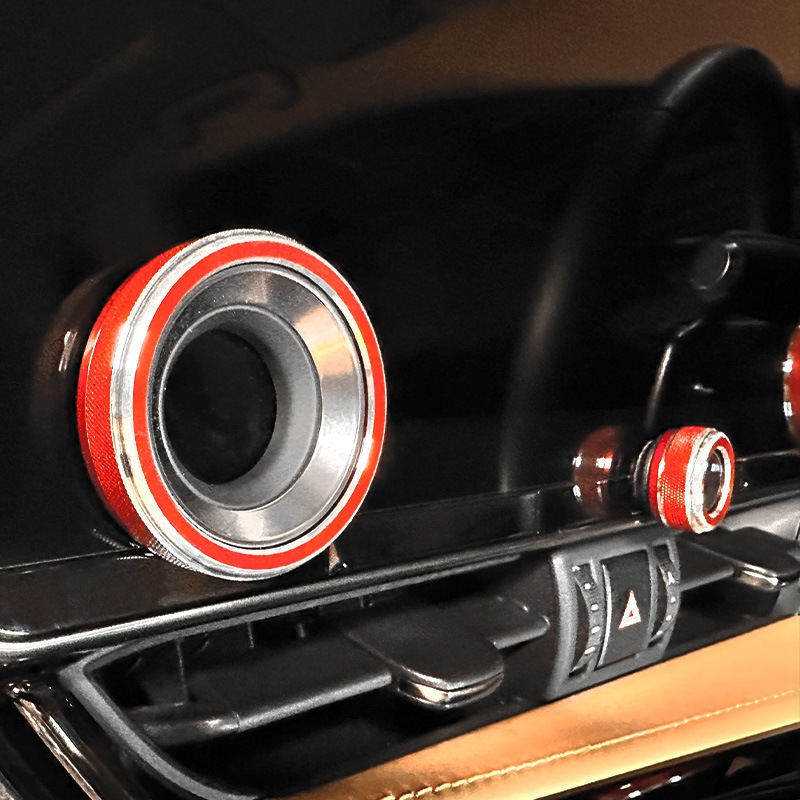 レクサス NX20系用オーディオノブジュラルミンリング 5ピースセット レッド NX450h+ NX350h NX350 NX250