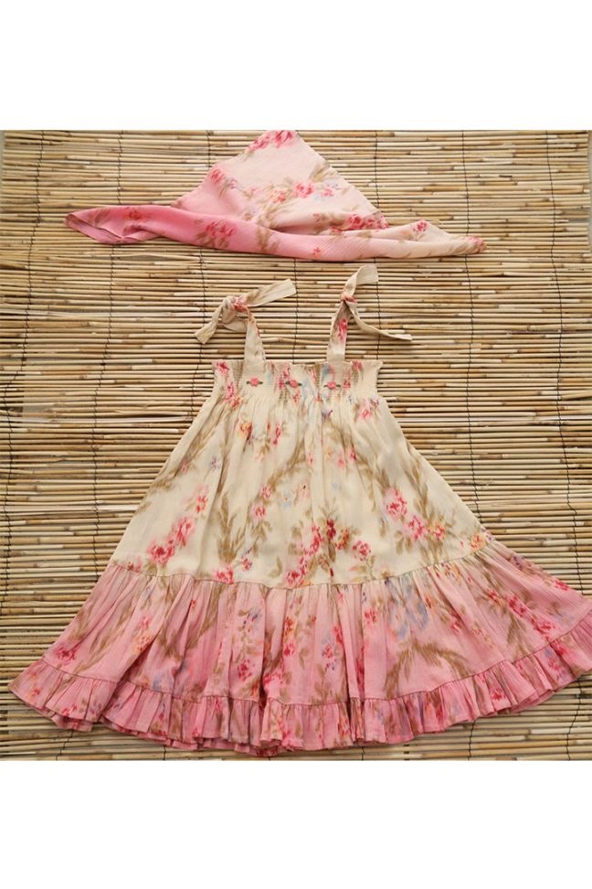 lineup][1st drop]Bonjour / Skirt Dress(8Y) with Scarf 50*50