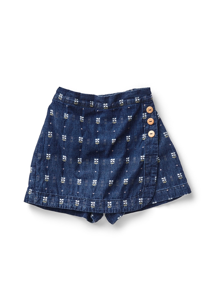 soor ploom olive skort embroidered denim