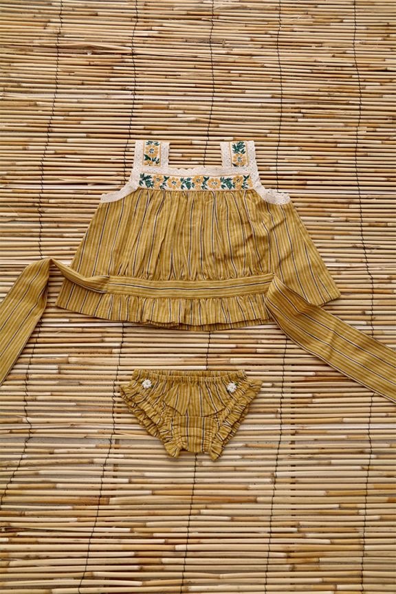 lineup][2nd drop]Bonjour / Set - Top & Panty(8Y) / 65-SS25 / Curry 
