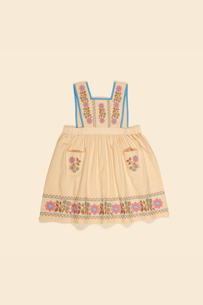 Apolina / URSINA EMBROIDERED PINAFORE / CASHEW | Brand