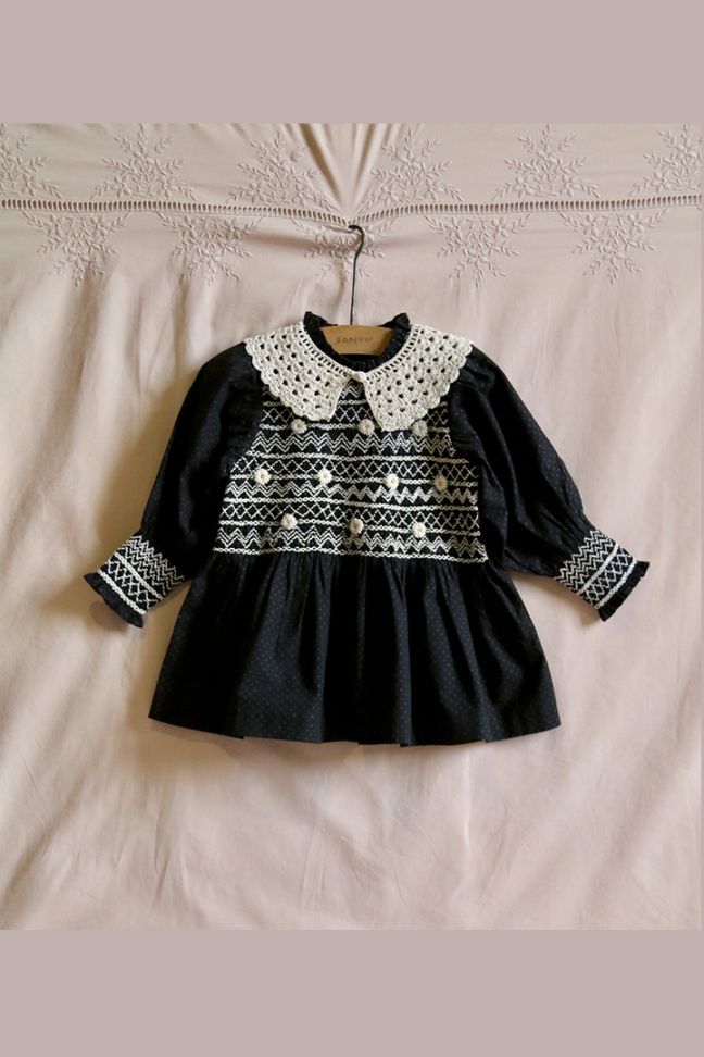 トップス Bonjour diary HANDSMOCK BLOUSE 6y Bonjour Diary Handsmock Blouse with Removable Crochet Collar