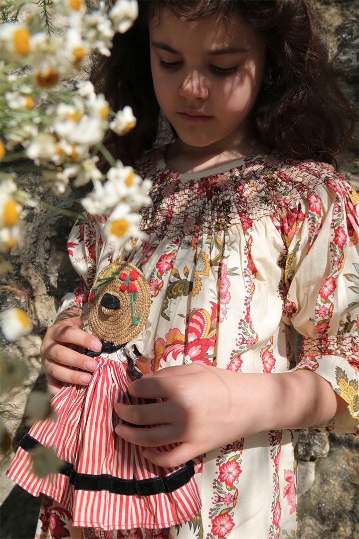 Bonjour / DRESS(8Y,10Y) / BJ18-AW25 / Jacqueline border print