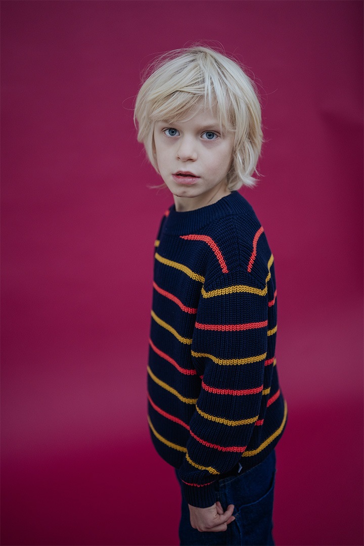 【新品未使用】REPOSE AMS knit boxy sweater 14y 50%off SS24 Repose.AMS oversized boxy sweater - shadow blue sand