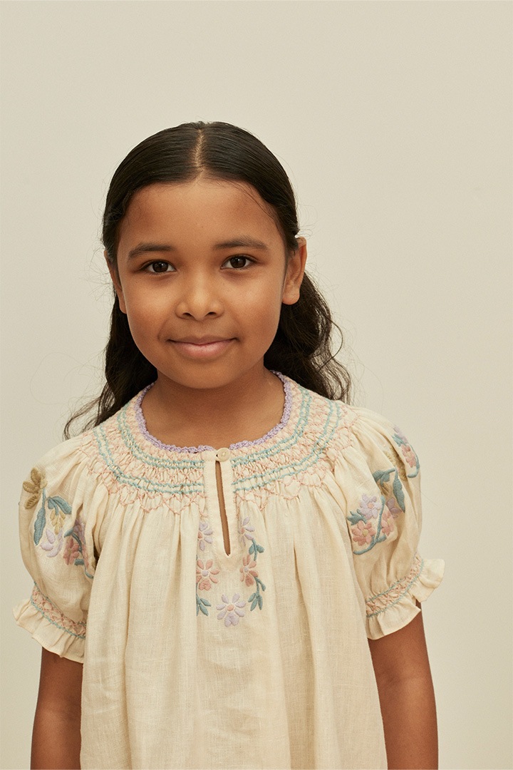 main collection]Apolina / VERNA SMOCK DRESS / CREAM | Size,4-6Y