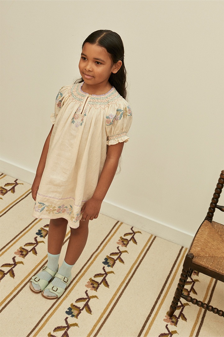 main collection]Apolina / VERNA SMOCK DRESS / CREAM | Size,4-6Y