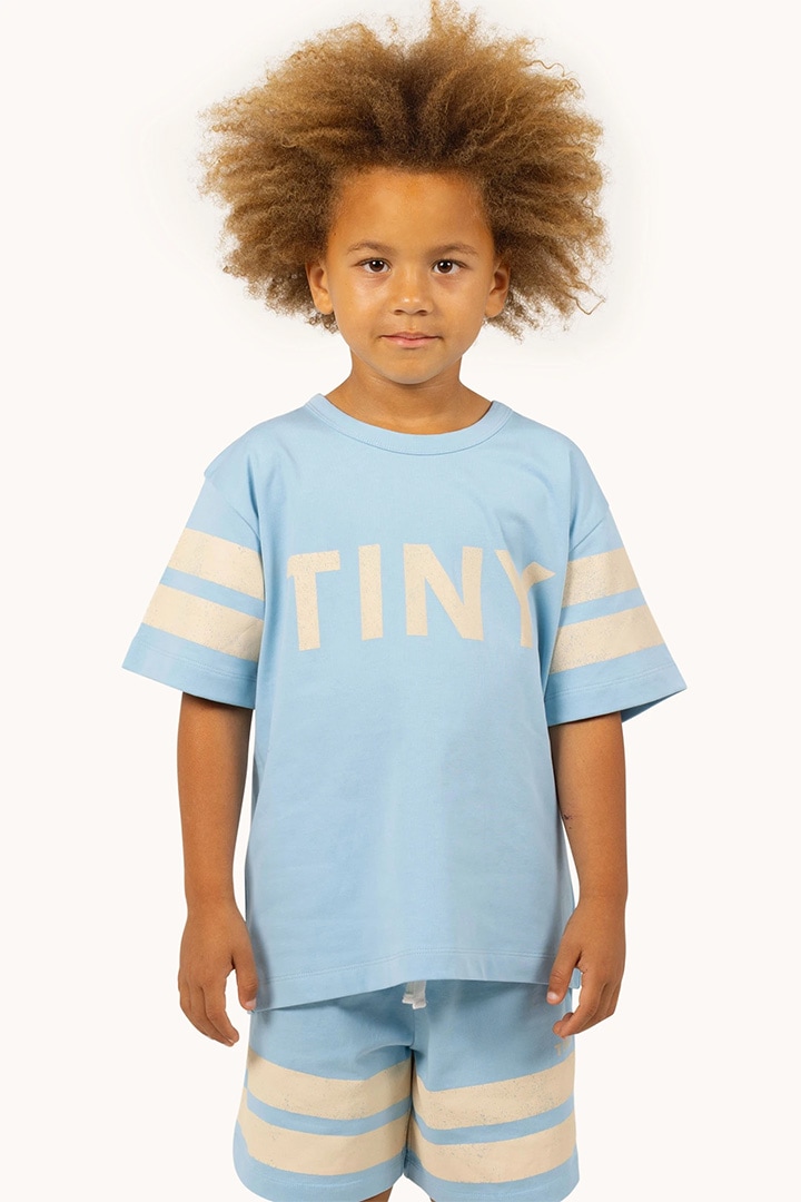 tinycottons / Stripes Logo Tee / SS25-137-R16 / dusty blue
