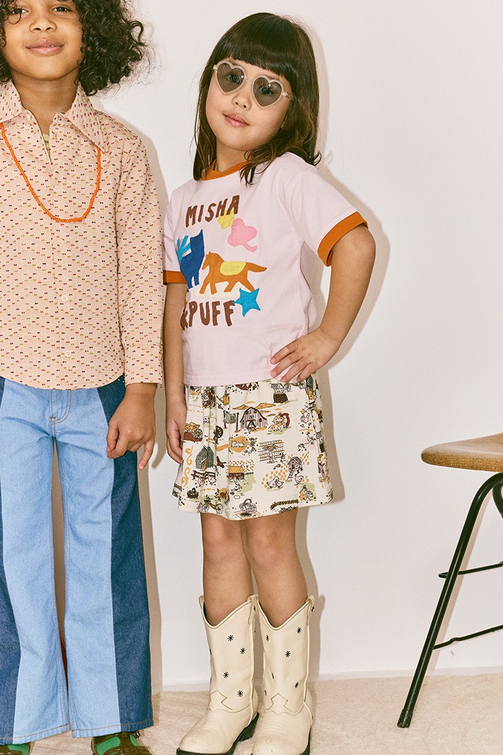 2nd drop]Misha&Puff / PASTURE APPLIQUE TEE / K3187S26-A01 / AURA