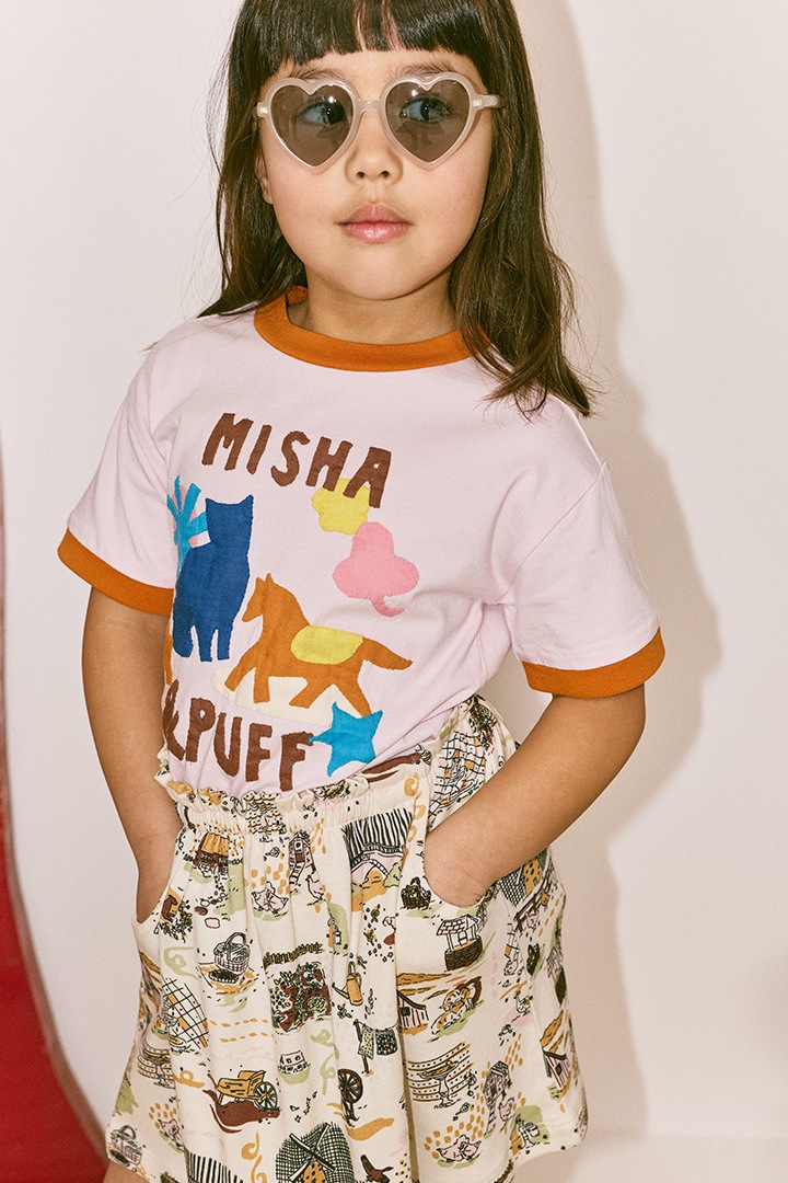 2nd drop]Misha&Puff / PASTURE APPLIQUE TEE / K3187S26-A01 / AURA