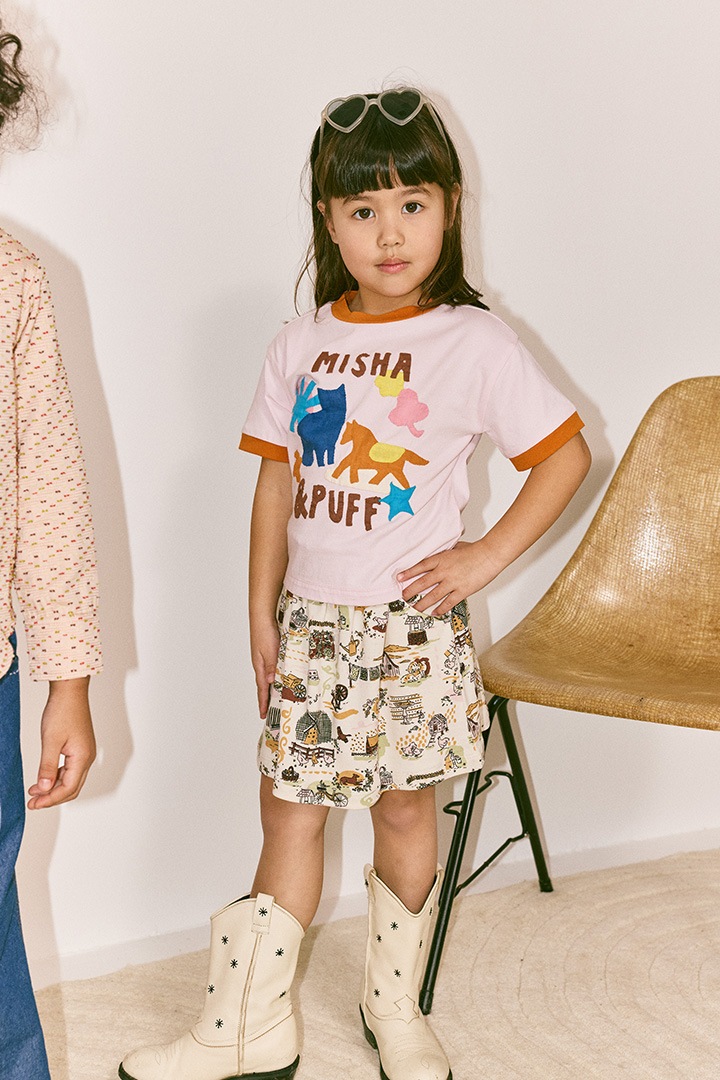2nd drop]Misha&Puff / PASTURE APPLIQUE TEE / K3187S26-A01 / AURA