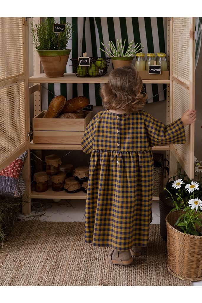 ワンピース organiczooBlueberry Gingham Gather Dress Organic Zoo Blueberry Gingham Gather Dress – EnjoyKidsBoutique