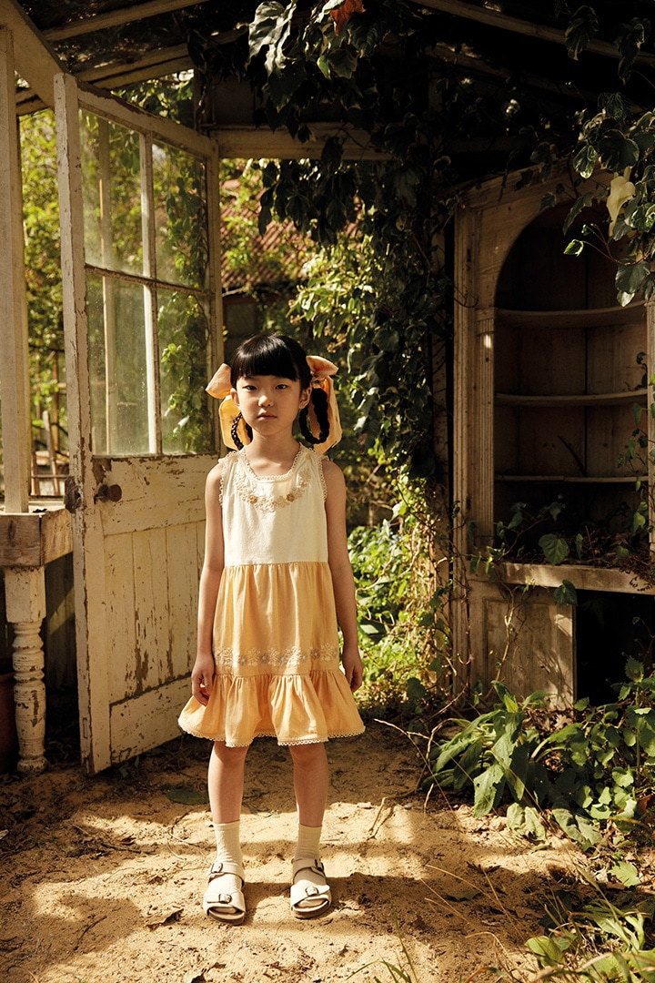 新品未開封　Apolina Clara Dress - Milk 2-3Y High Summer Collection]Apolina / CLARITA DRESS / CREAM/PEACH