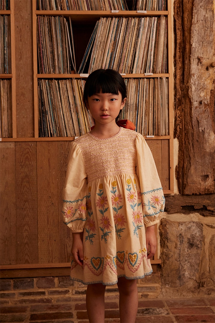 apolina 3-5 Penny Smock Dress Pink Beige Apolina Penny Smock