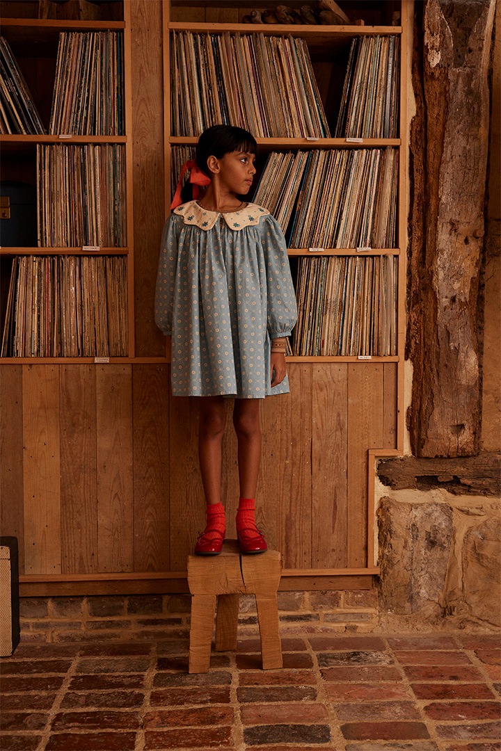 Apolina / ESTHER DRESS / QUILT CALICO BLUE PEBBLE | すべての
