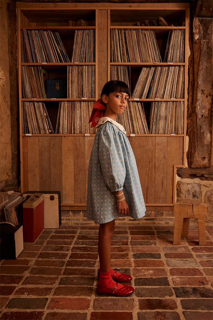 Apolina ESTHER DRESS ワンピース 2-3y Apolina / ESTHER DRESS / QUILT CALICO BLUE PEBBLE | すべての