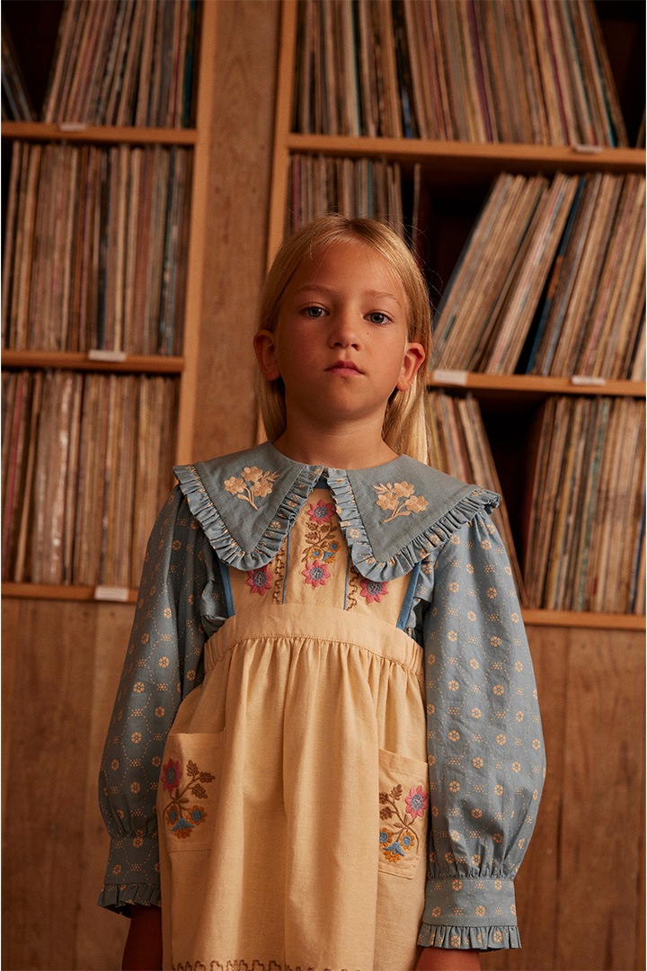 apolina pinafore 7-9 Apolina BIBI PANELLED PINAFORE - HONEY